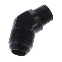 Fitting, Adapter, AN to NPT, 45 Degree, Aluminum, Black Anodized, -12 AN, 1/2 in. NPT, Each