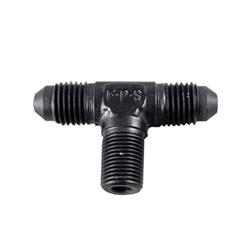 Fitting, Adapter, Tee, -6 AN Male, -6 AN, 1/4 in. NPT, Aluminum, Black Anodized, Each