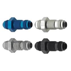 Fitting, Straight, Bulkhead Union, -6 AN, Aluminum, Blue Anodized, Each