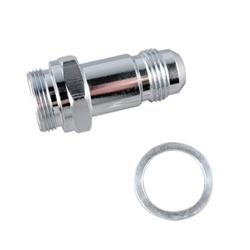 Fitting, Carburetor Inlet, Straight, Male -6 AN to 9/16-24 in. Male Thread, Aluminum, Chrome, Each