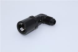 Fitting, EFI Adapter, 90 Degree, Male -6 AN to 3/8 in. Female Quick Connect, Aluminum, Black Anodized, Each