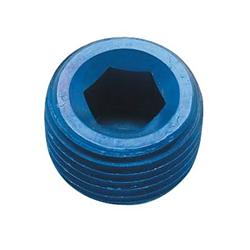 Fitting, Internal Allen Head Pipe Plug, 1 in. NPT, Aluminum, Blue Anodized, Each