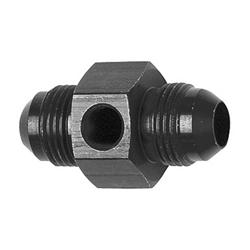 Fitting, Straight, Gauge Adapter, -6 AN Male to 3/8 in. NPT Male, 1/8 in. NPT Gauge Port, Aluminum, Black, Each