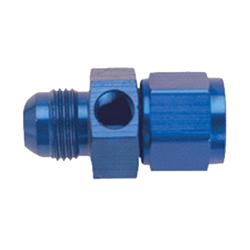 Fitting, Straight, Gauge Adapter, -8 AN Male to -8 AN Female, 1/8 in. NPT Gauge Port, Aluminum, Blue, Each