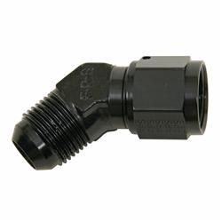 Fitting, Adapter, AN to AN, 45 Degree, Aluminum, Black Anodized, -10 AN, -10 AN, Swivel, Each