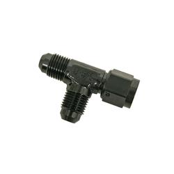 Fitting, Adapter, Tee, -6 AN Male, -6 AN Female Swivel, -6 AN Male, Aluminum, Black Anodized, Each