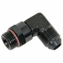 Fitting, Adapter, AN to Straight Cut, 90 Degree, Aluminum, Black Anodized, -8 AN, -8 AN, Swivel, Each