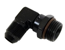 Fitting, Adapter, AN to Straight Cut, 90 Degree, Aluminum, Black Anodized, -10 AN, -12 AN, Swivel, Each