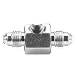 Fitting, Adapter, Tee, Male -3 AN, Male -3 AN, Female 1/8 in. NPT, Steel, Zinc Plated, Each