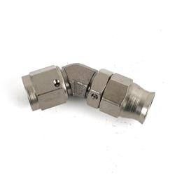 Fitting, Hose End, P.T.F.E., 45 Degree, -6 AN Hose to Female -6 AN, Steel, Zinc Plated, Each