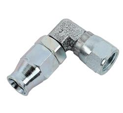 Fitting, Hose End, P.T.F.E., 90 Degree, -4 AN Hose to Female -4 AN, Steel, Zinc Plated, Each