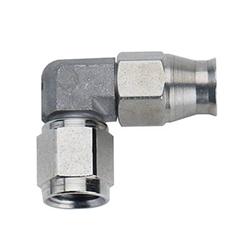 Fitting, Hose End, P.T.F.E., 90 Degree, -8 AN Hose to Female -8 AN, Steel, Zinc Plated, Each