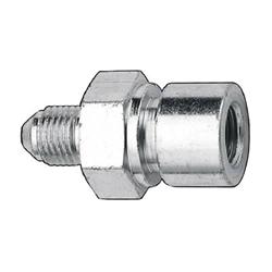 Fitting, Brake, Male -3 AN to Female 3/8 in.x 24-Thread, Steel, Zinc Plated, Each