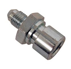 Fitting, Brake, Male -3 AN to Female 10mm x 1.0 Bubble Flare, Steel, Zinc Plated, Each