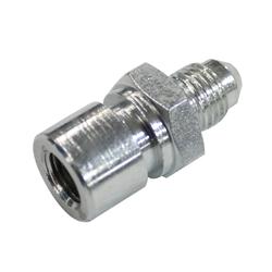 Fitting, Brake, Male -4 AN to Female 10mm x 1.0 Bubble Flare, Steel, Zinc Plated, Each