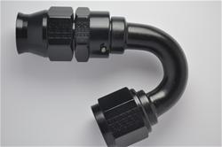 Fitting, Hose End, Real Street, 150 Degree, -8 AN, Aluminum, Black Anodized, Each