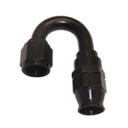 Fitting, Hose End, Real Street, 180 Degree, -6 AN, Aluminum, Black Anodized, Each