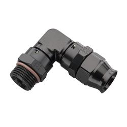 Fitting, Hose End, Real Street, 90 Degree, -6 AN Hose to 9/16-18 in. Male ORB, Aluminum, Black Anodized, Each