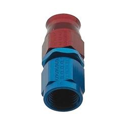 Fitting, Hose End, P.T.F.E., Straight, -3 AN Hose to Female -3 AN, Aluminum, Red/Blue Anodized, Each