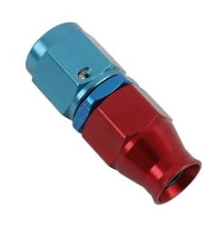 Fitting, Hose End, P.T.F.E., Straight, -4 AN Hose to Female -4 AN, Aluminum, Red/Blue Anodized, Each