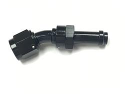 Fitting, Hose End, EZ Street, 30 Degree, -6 AN, Barb to Female Thread, Aluminum, Black Anodized, Each