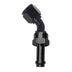 Fitting, Hose End, EZ Street, 60 Degree, -6 AN, Barb to Female Thread, Aluminum, Black Anodized, Each