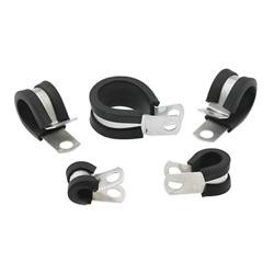 Hose Mounting Clamps, Cushioned, Aluminum, Natural, One .625 in. Diameter Hole, Set of 5