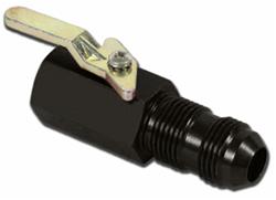 Shut Off Valve, 3/8 NPT Female Inlet x -6AN Male Outlet, Bulkhead, Black, Each