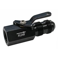 Shut Off Valve, 3/8 NPT Female Inlet x -8AN Male Outlet, Bulkhead, Black, Each