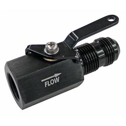 Shut Off Valve, 1/2 in. NPT Female Inlet x -10AN Male Outlet, Bulkhead, Black, Each