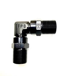 Fitting, Coupler, NPT to NPT, 90 Degree, Aluminum, Black Anodized, 3/8 in. NPT, 3/8 in. NPT, Each