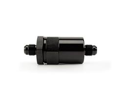 Fuel Filter, Inline, -6 AN Male Inlet & Outlet, Stainless Mesh Filter Element, Anodized Billet Housing, Each