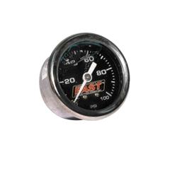 Fuel Pressure Gauge, FAST LSX, 0-100 psi, 1 1/2 in. Diameter, Analog, Black Face, Silver Bezel, Each