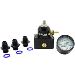 Fuel Pressure Regulator, EFI Adjustable Mini, Inline, Return Style, 25-90 psi, Billet Aluminum, Black Anodized, Kit