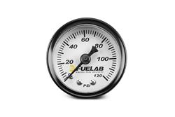 Gauge, Fuel Pressure, 0-120 psi, 1 1/2 in. Diameter, Analog, Full Sweep, Mechanical, White Face, Black Bezel, Each