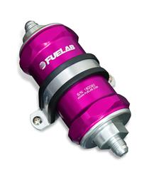 Fuel Filter, 818 Series, Inline, 75 microns, Billet Aluminum Housing, Purple Anodized, Steel Mesh Element, Each