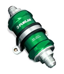 Fuel Filter, 818 Series, Inline, 6 microns, Billet Aluminum Housing, Green Anodized, Fiberglass Element, Each