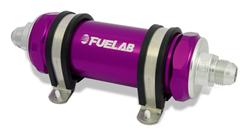 Fuel Filter, 828 Series, Inline, 6 microns, Billet Aluminum Housing, Purple Anodized, Fiberglass Element, Each