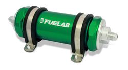 Fuel Filter, 828 Series, Inline, 6 microns, Billet Aluminum Housing, Green Anodized, Fiberglass Element, Each