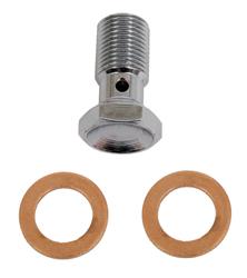 Brake Fitting, Banjo Bolt, Straight, Steel, Chrome, 7/16-24 in., Each