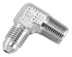 Brake Fitting, Adapter, 90 degree, Steel, Chrome, 1/8 in. NPT Male Threads, -3 AN Male Threads, Each