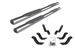 Step Bars, Nerf Bars, 1000 Series Side Steps, Stainless Steel, Polished, 4.00 in. Diameter, Toyota, Pair