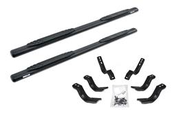 Step Bars, Nerf Bars, 1000 Series Side Steps, Steel, Black Textured, 4.00 in. Diameter, Chevy, GMC, Pair