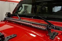 Auxilliary Light Mounting Plates, Hood Hing, Steel, Black Textured Powerdercoated, Jeep, Pair
