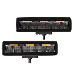 LED Light Bar, XPLOR Blackout Series, 6 in., Straight, Single Row, White/Amber LEDs, 60 Watts, Black Aluminum Housing, Pair