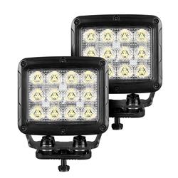 Auxiliary Lights, XPLOR Bright Series, Spot, Square, 10-30 V, 18 watts, White LED, Clear Lens, Black Housing, Pair