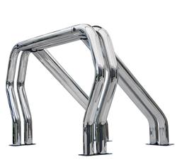 Roll Bar, Truck Bed Mount, Steel, Chrome, Dual Bars, Dual Kickers, Chevy, Dodge, Ford, GMC, Ram, Toyota, Kit