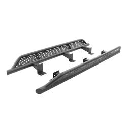 Rock Sliders, Frame Mounted, Steel, Black Textured Powdercoated, Toyota, Pair