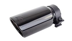 Exhaust Tip, Single, Round, Clamp-on, Stainless, Black Chrome, Slant Cut, 2.75 in. Inlet I.D., 10 in. Length, Each
