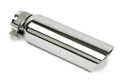 Exhaust Tip, Single, Round, Clamp-on, Stainless, Polished, Slant Cut, 2 in. Inlet I.D., 6 in. Length, Each